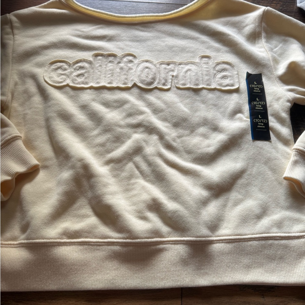 Art Class girls' oversized "California" graphic fleece sweatshirt Yellow